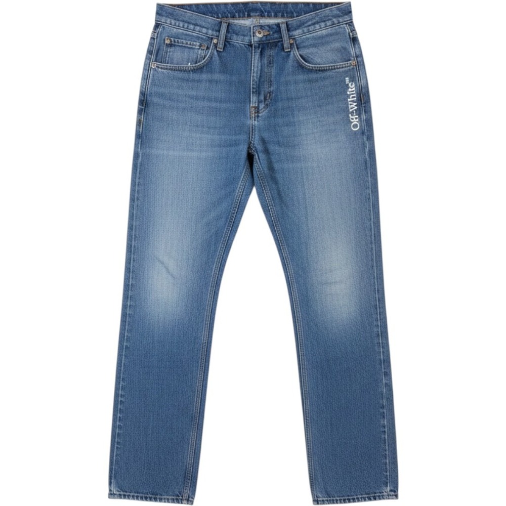 Off-White Slim Straight Arrow Logo Jeans Mens 32 Blue Denim Virgil Abloh SAMPLES